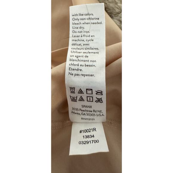 Spanx Bodysuit Open Bust Mid Thigh Tummy Control Panel Smooths Thinstincts Sz L - Picture 5 of 5